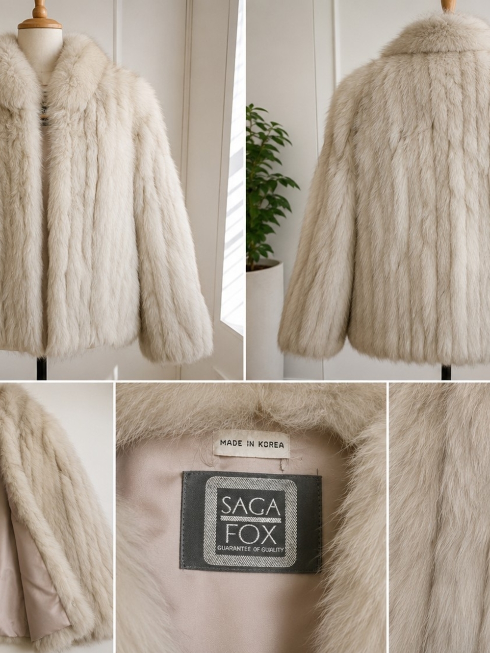 Saga Furs Cream Fox Fur Jacket